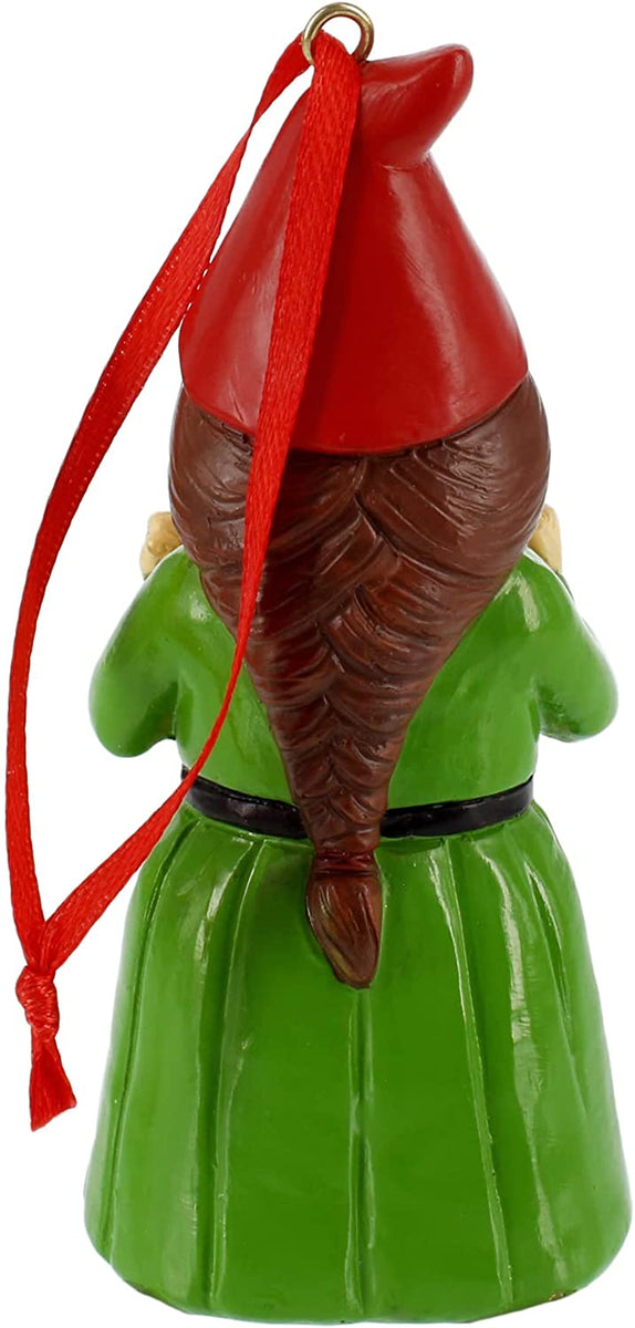 Holiday Naughty Or Nice Lady Double Bird Gnome Ornament 3 Inch Inap