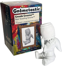 Load image into Gallery viewer, Beer Guzzling Garden Gnome Statue MINI 4in ** UNPAINTED ** Indoor/Outdoor Funny Lawn Gnome