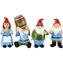 Load image into Gallery viewer, Mini (3 inch) Garden Gnomes Set of 4 - Small Funny Garden Gnome Figurines for Fairy Garden, Indoor, Outdoor Decoration