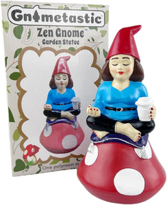 Lady Zen Gnome, Meditating Yoga Female Garden Gnome Statue, 8.85" - Indoor/Outdoor Garden Decoration