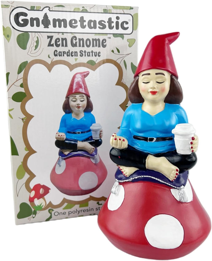 Lady Zen Gnome, Meditating Yoga Female Garden Gnome Statue, 8.85