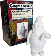 Load image into Gallery viewer, Smoking Garden Gnome MINI 3.5in ** UNPAINTED ** Indoor Outdoor Funny Lawn Gnome
